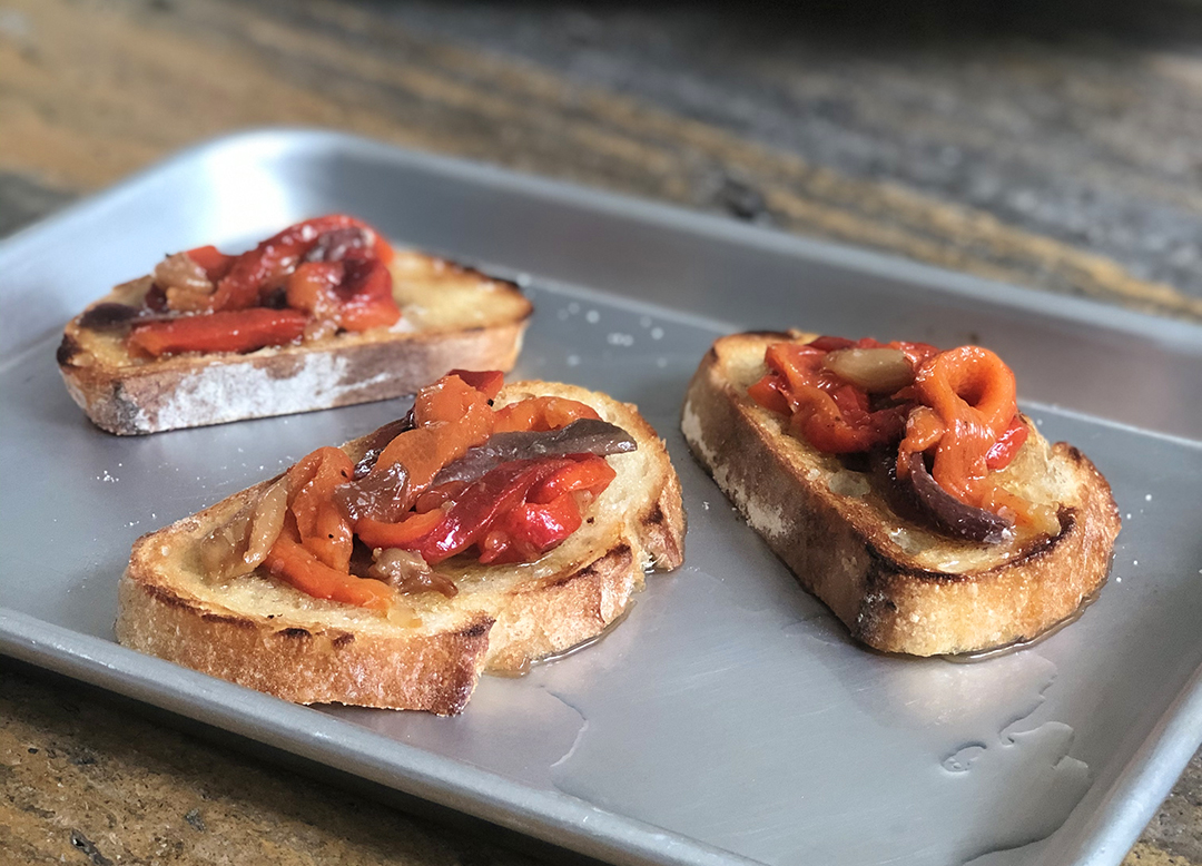 Roasted Pepper and Anchovy Bruschetta