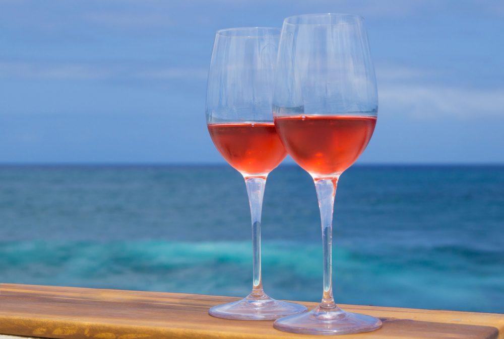 two glasses of rose wine