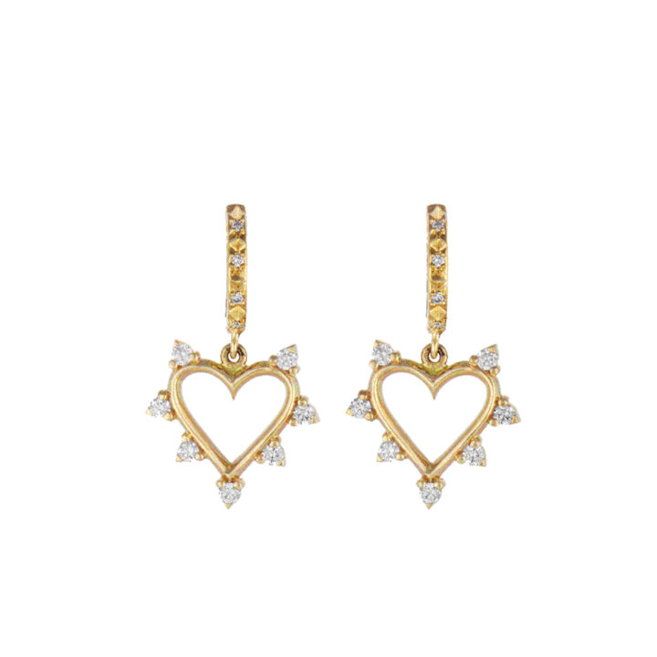 Marlo Laz Open Heart 14K gold diamond earrings