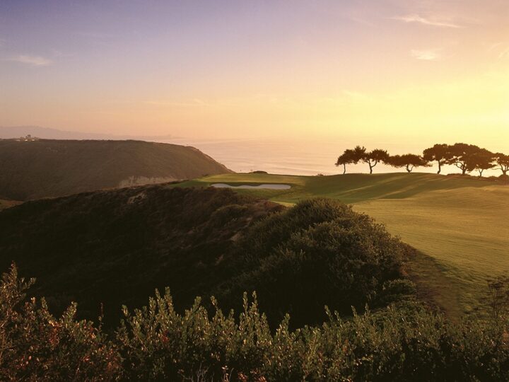 The South Course of the Torrey Pines Golf Course at sunset