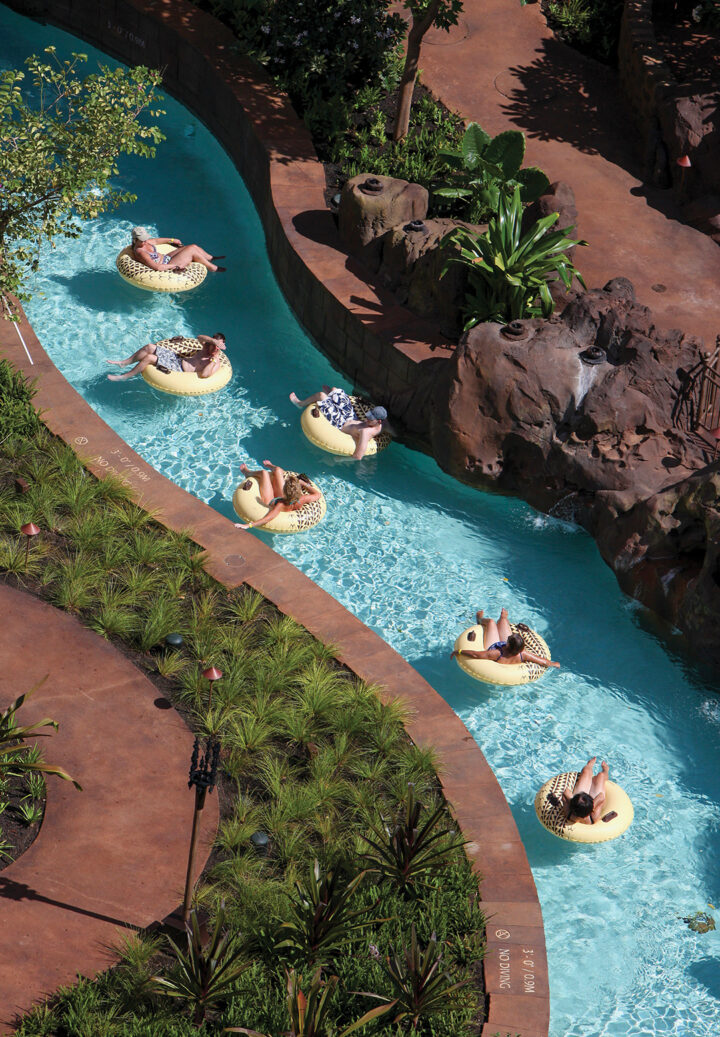 Tubing on Waikolohe Stream at Aulani, a Disney Resort & Spa