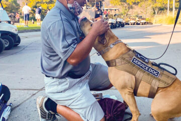 Lito Bautista, U.S. Navy (Ret.) with Shelter to Soldier service dog Halia
