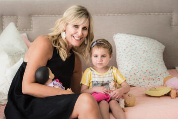 Susan Wintersteen with Ivy, who received a complete renovation on the room she shared with her brothers from Wintersteen’s Savvy Giving by Design nonprofit