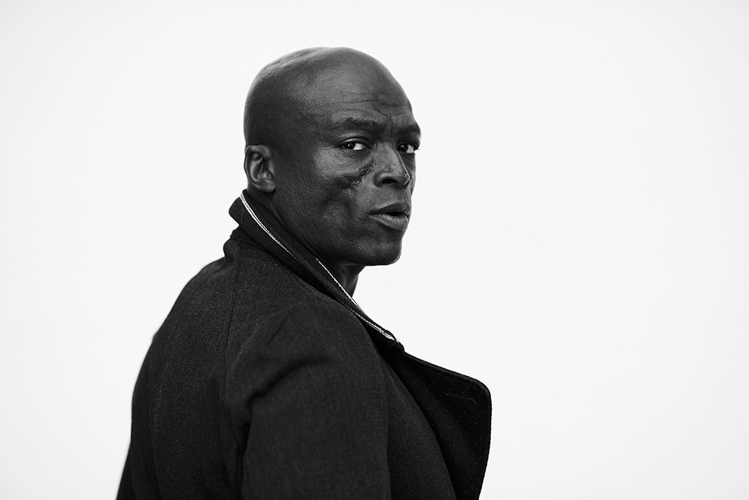 Black & white portrait of singer-songwriter Seal