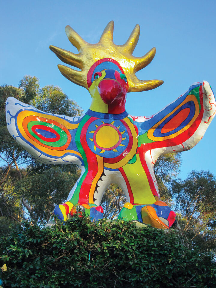 Sun God, in UC San Diego’s Stuart Collection, is the work of Niki de Saint Phalle, a French-American artist who lived in La Jolla