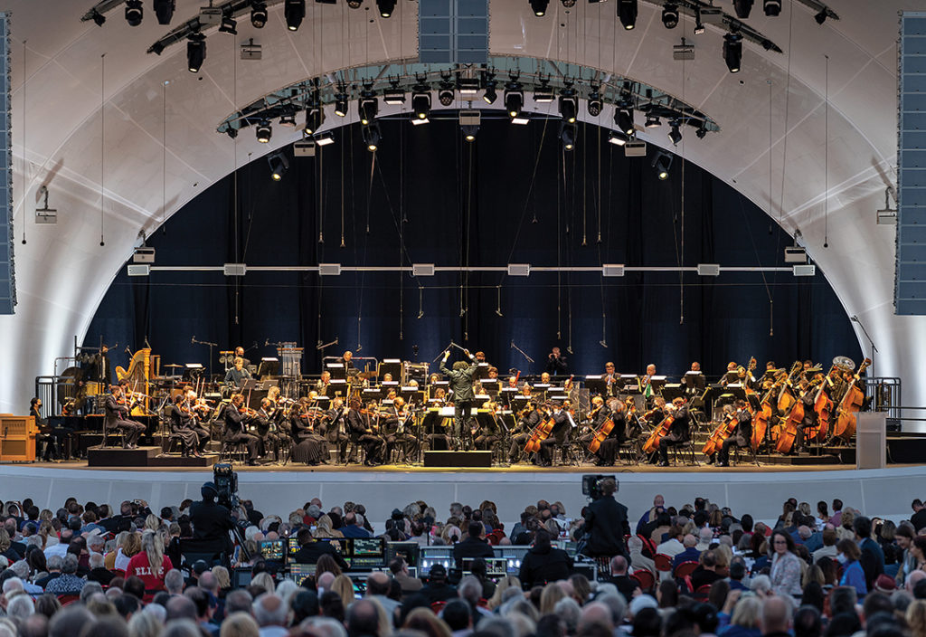 On August 6, 2021, the San Diego Symphony and several guest artists performed the grand opening concert at the orchestra's new outdoor home, The Rady Shell at Jacobs Park