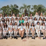 Carol Dedrich (center) with Emerging Leader Girl Scouts