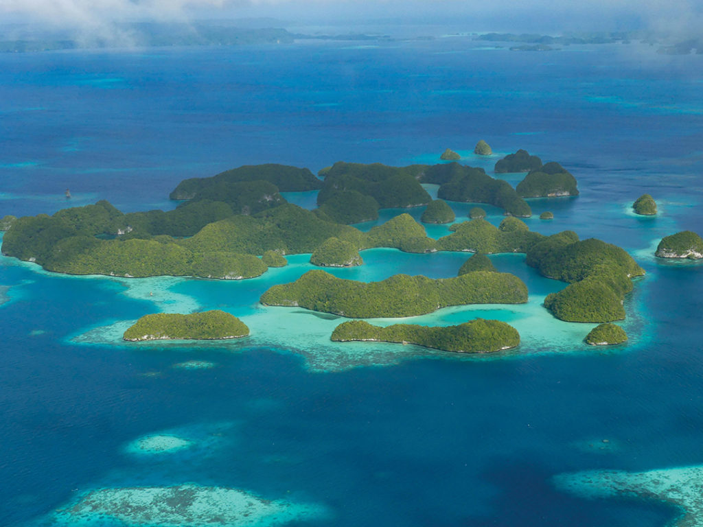 The reefs around Palau’s Rock Islands are ideal for snorkeling and diving