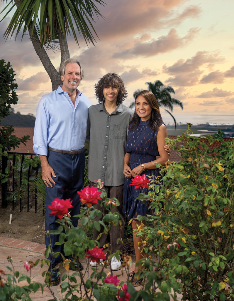 NBC 7 anchor Catherine Garcia with husband Tad and son Jackson in the backyard of their North County coastal home