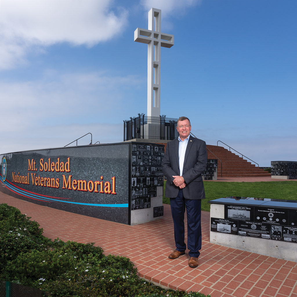 Neil O’Connell, Executive Director, Mt. Soledad Memorial Association, in front of Mt. Soledad