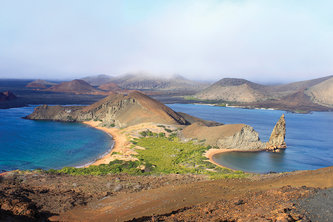 Pinnacle Rock, on Bartolomé Island, is a distinctive volcanic cone