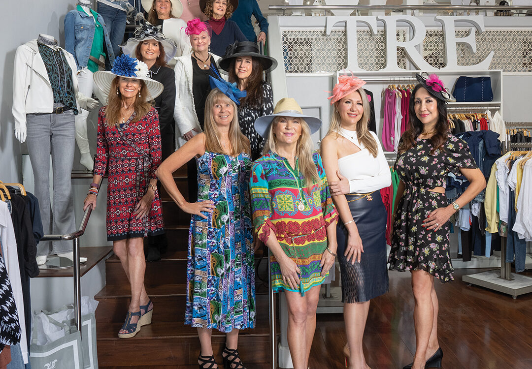 (Front/center, L-R): RCHA-Del Mar Unit President Susan Darnall and Hats Off co-chairs Marina Tsvyk and Leticia Smith with the event committee at TRE Boutique at Flower Hill Promenade