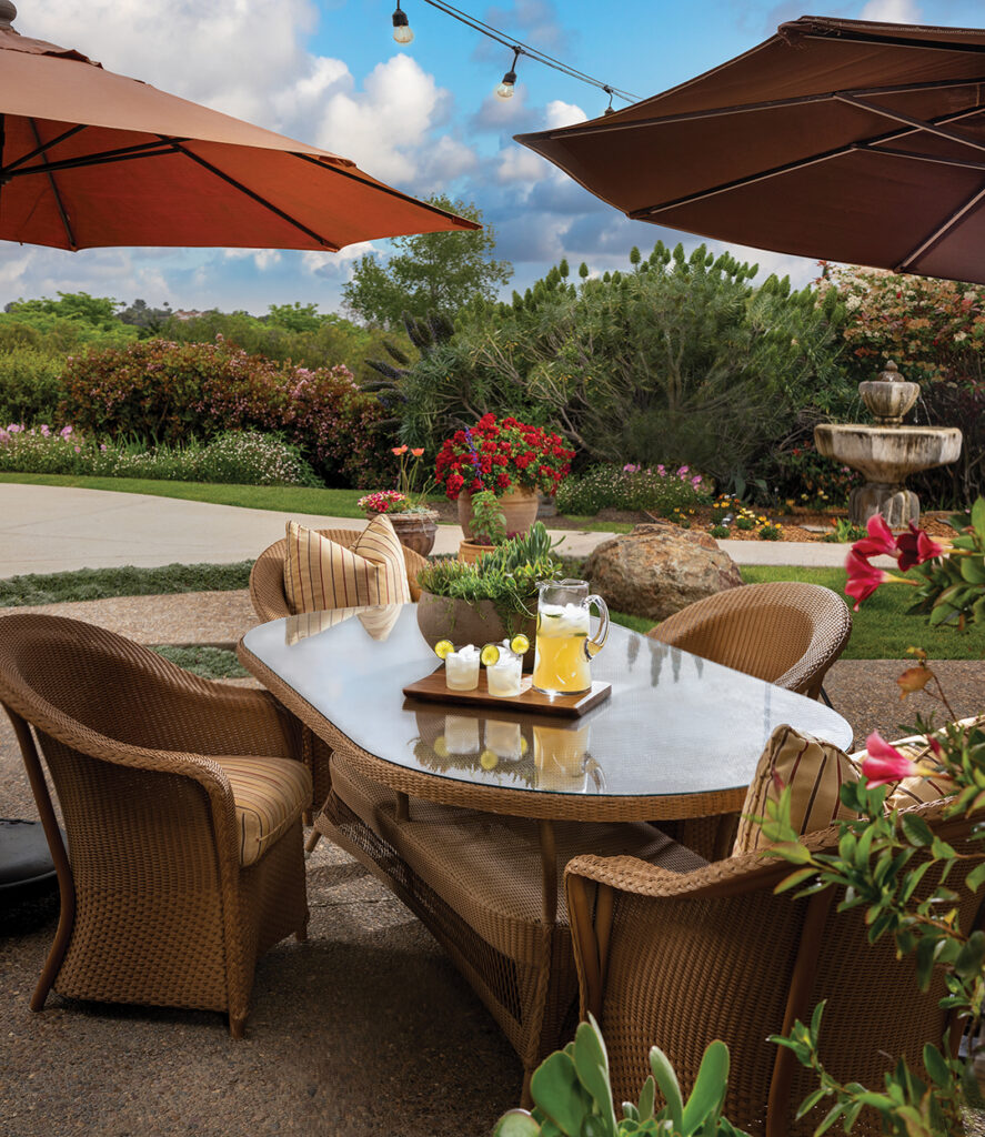 The Rubios moved from La Jolla to Olivenhain in 2011 and it quickly felt like home. Dione loves to garden and each season brings new blooms. The vast outdoor spaces, with views of the rolling hills, are perfect for dining and entertaining