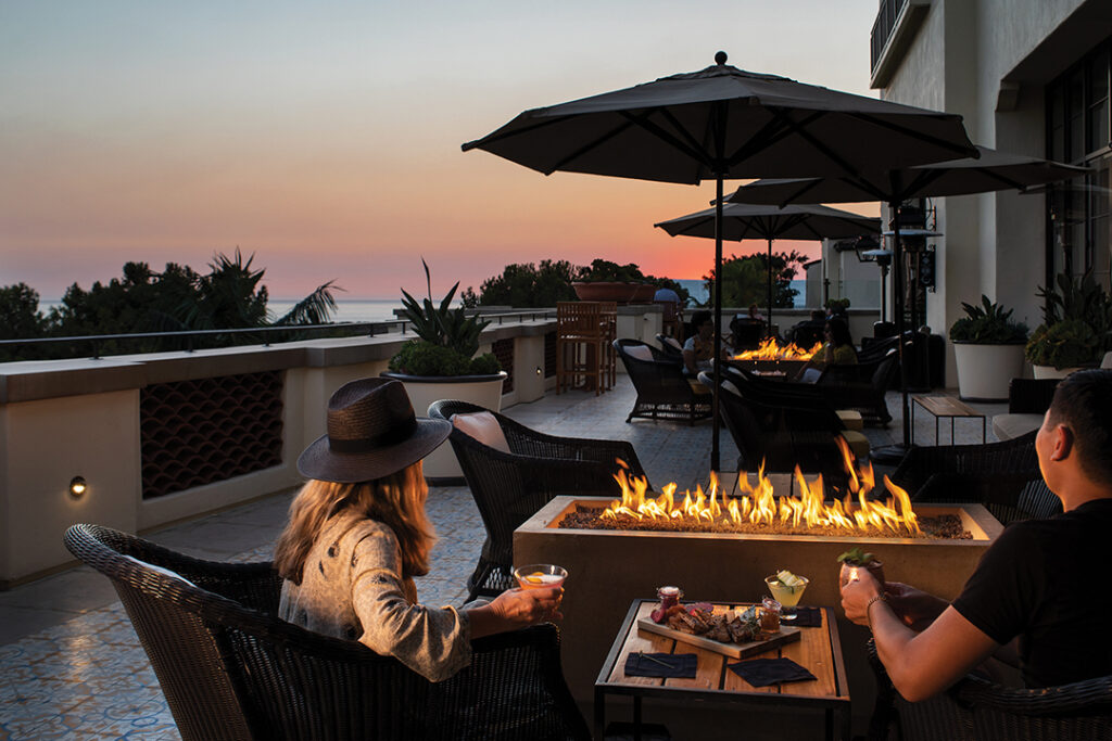 The elegant Lobby Lounge & Bar opens onto an ocean view terrace