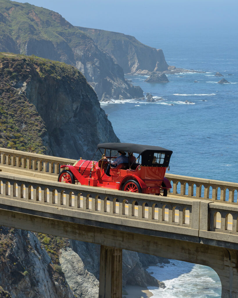 The Tour d’Elegance includes a section of the 17-Mile Drive and crosses Bixby Creek Bridge in Big Sur