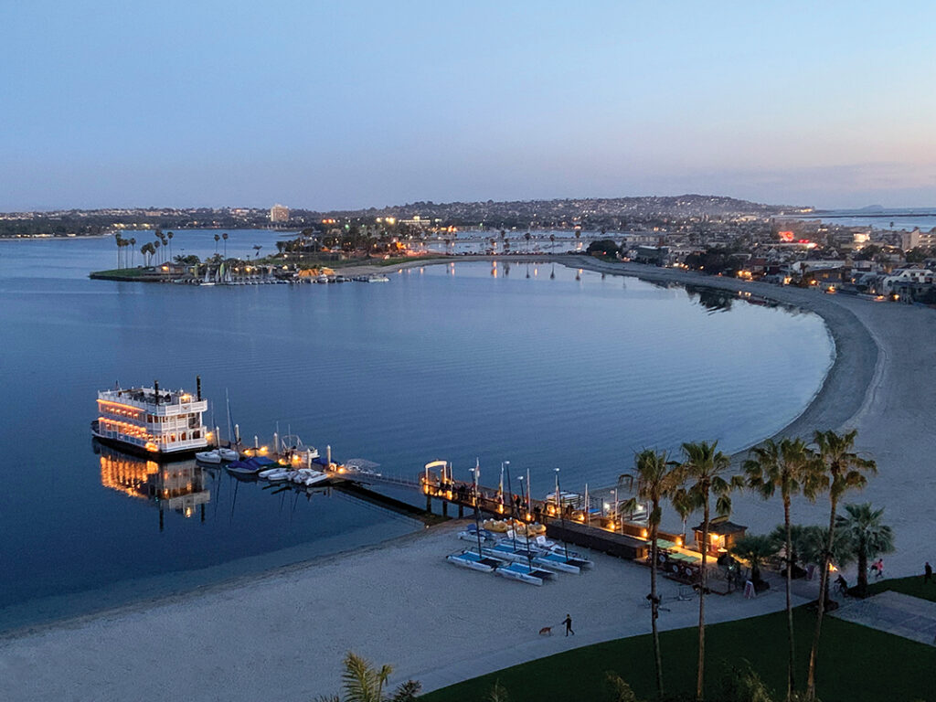 The Catamaran Resort Hotel & Spa, which was built in 1958, offers a beautiful view across Mission Bay