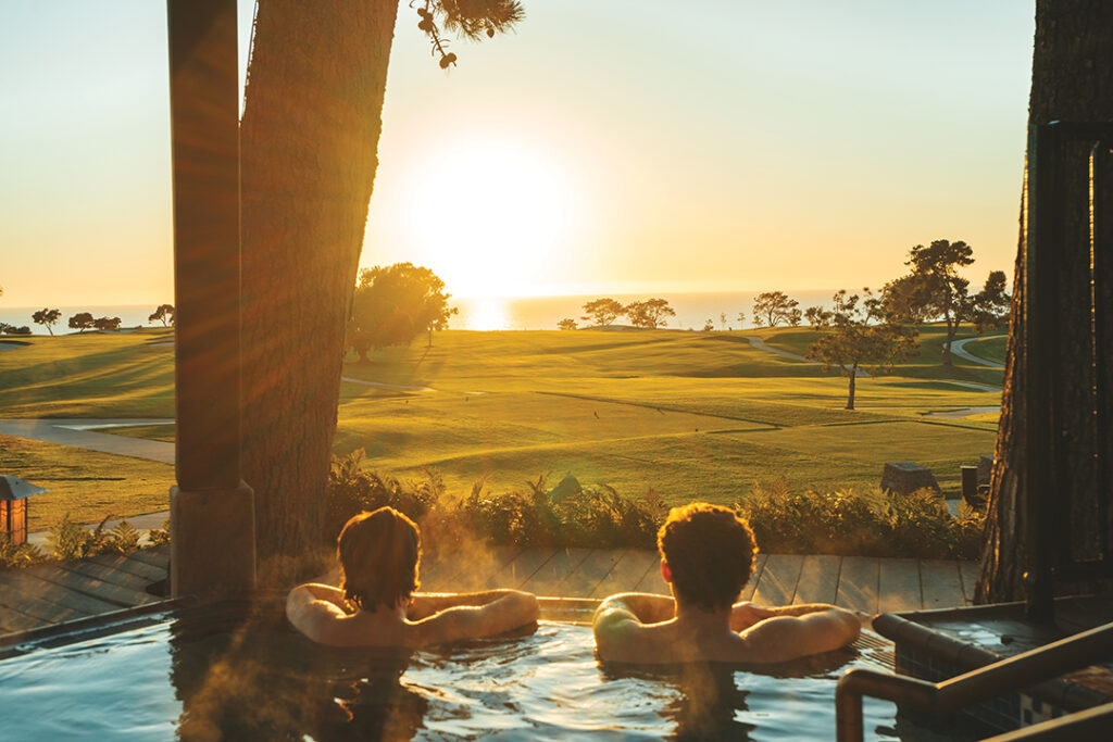 The swimming pool at The Lodge at Torrey Pines overlooks the championship golf course