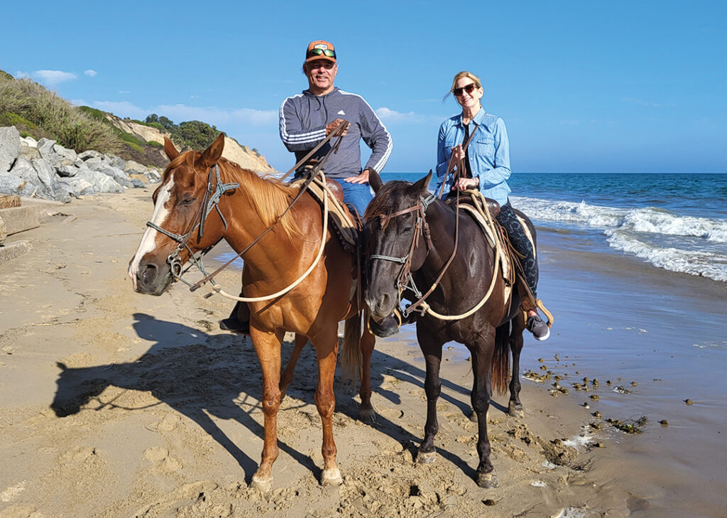 Horseback riding on Summerland Beach