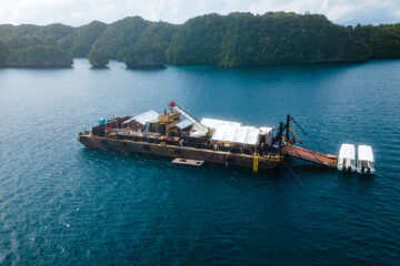 The barge Project Recover worked on sits over the top of an MIA-related crash site resting 120 feet below the surface of the ocean in Palau