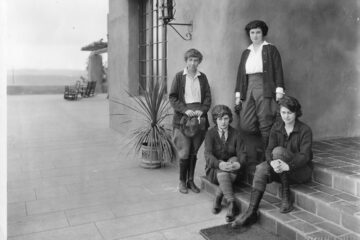 Architect Lilian J. Rice, at left, with employees on The Inn’s steps
