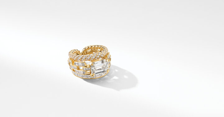 The first David Yurman boutique in San Diego County, just opened at Fashion Valley, features a wide range of stunning pieces including the “DY Helios Band Ring” in 18k yellow gold with diamonds and”Stax” three-row chain link ring in 18k yellow gold with diamonds.