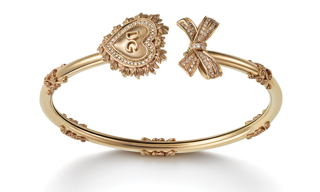The “Devotion” bracelet in white gold with diamonds will encircle her wrist with love from Dolce & Gabbana at Simon Fashion Valley