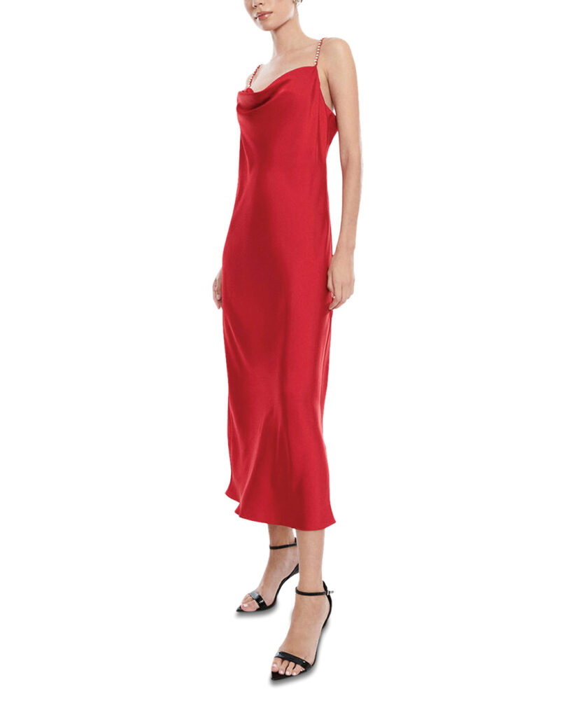 Slip into a little something in red for festive holiday gatherings. The silky embellished midi slip dress from BCBGMaxAzria is sure to turn heads.Bloomingdale’s at Fashion Valley