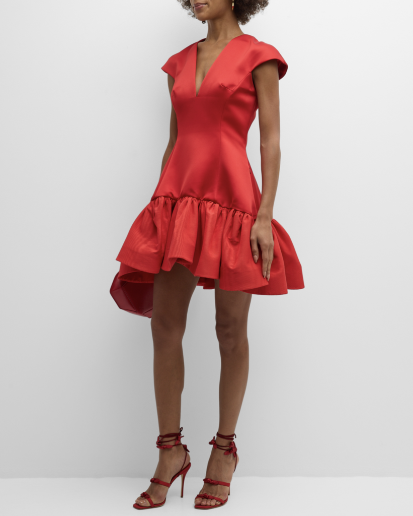 Lady in red! The satin mini dress from Bach Mai is a scene stealer. Neiman Marcus at Fashion Valley