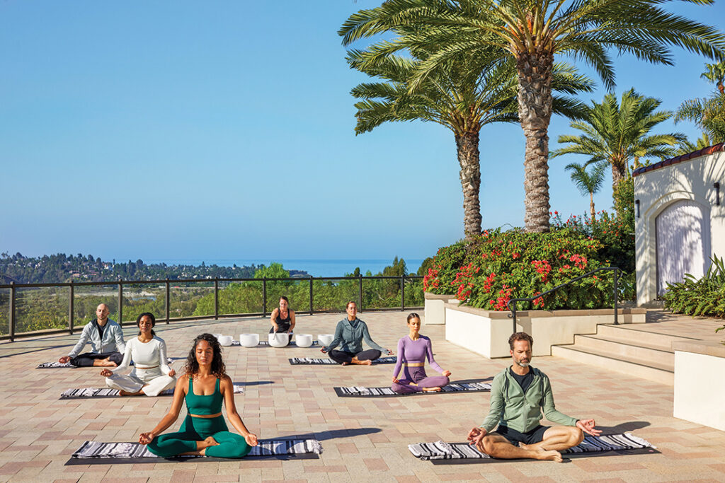 Guests can meditate indoor or outdoor to the soothing sounds of “singing bowls”