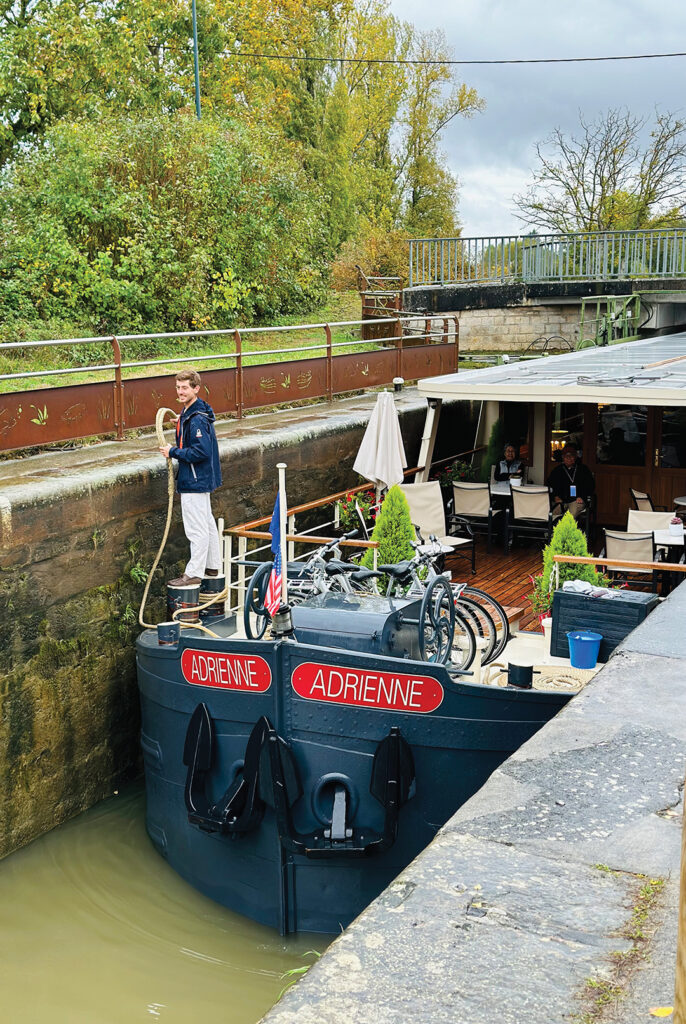 Fontaines-sur-Saône. Hotel barges navigate — narrowly! — through dozens of locks in Burgundy