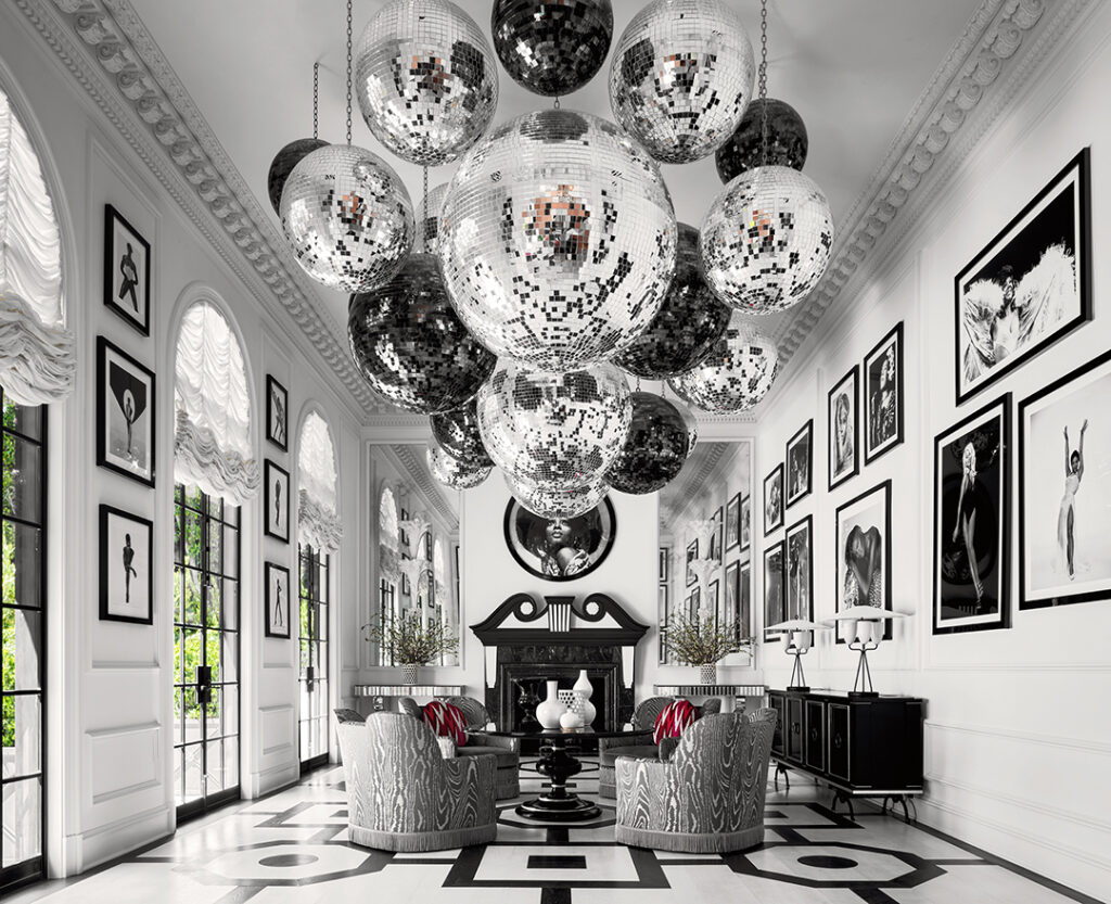 Who else but RuPaul would have a black-and-white ballroom, complete with 27 glittery disco balls?