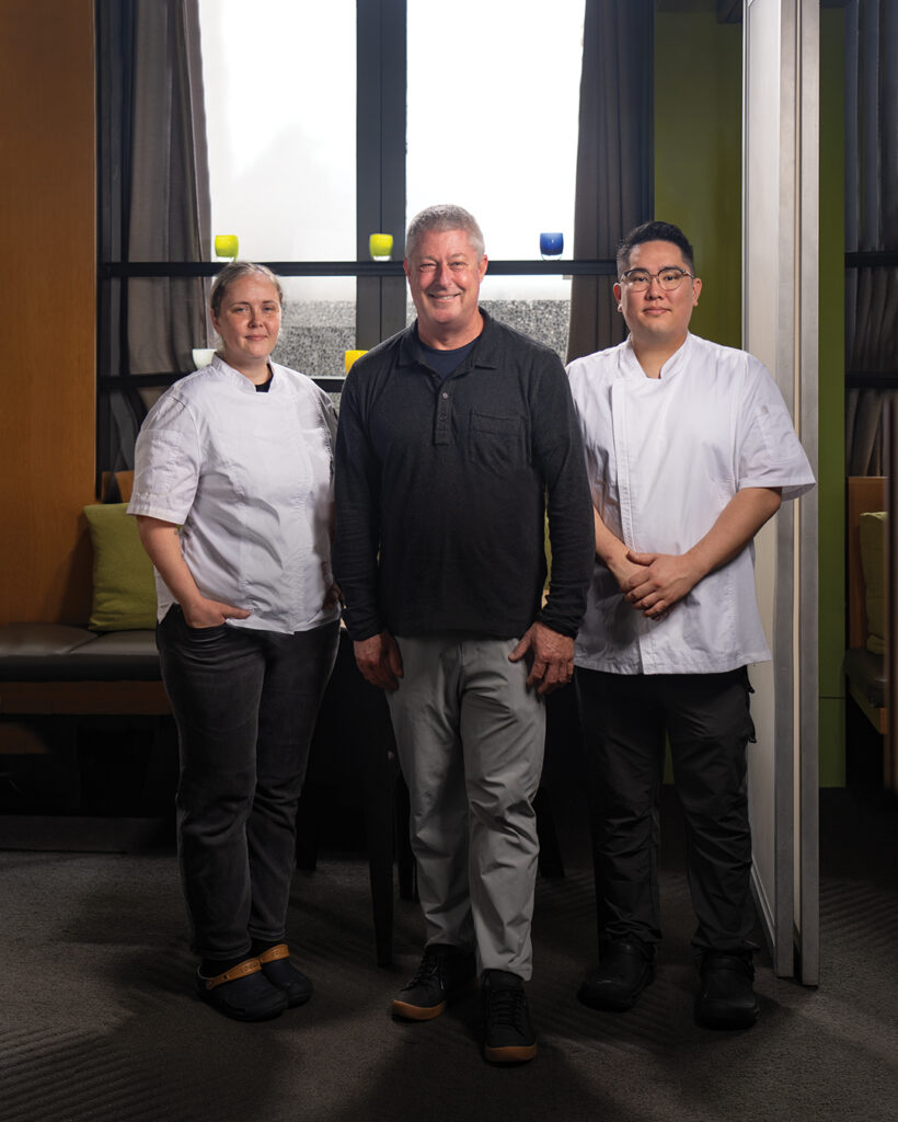 George’s at the Cove Pastry Chef Aly Lyng, Chef-Partner Trey Foshee, and Executive Chef Masa Kojima