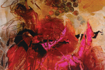 Alejandro Martinez-Peña, Las Coloradas III, 47.25 x 47.25 x 2 inches, mixed media, acrylics, and inks on canvas