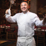 Chef Tony Nguyen with the Tomahawk Ribeye Steak