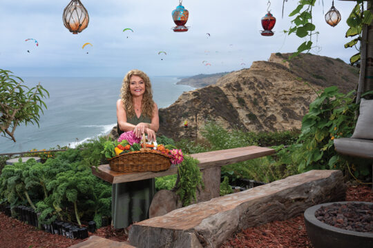 Michelle Lerach with the bounty of her garden at her La Jolla home