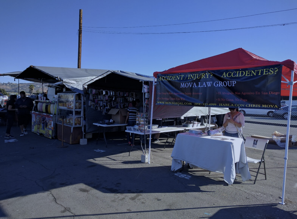 Mova’s stall at one of the swap groups where he met his first customers
