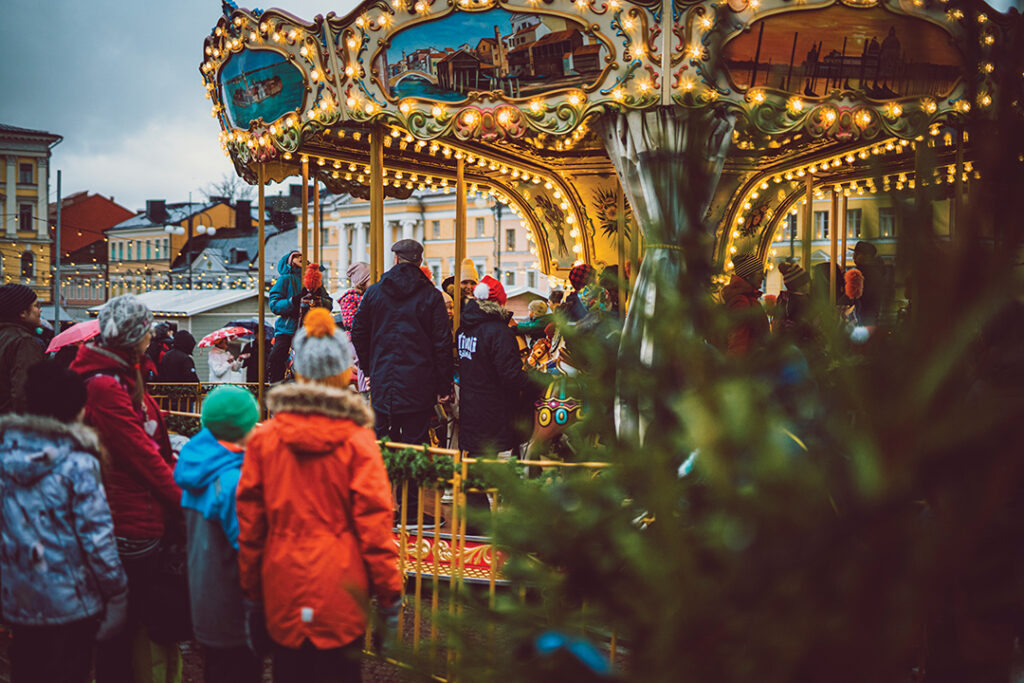 Steps away from The Hotel Maria, Helsinki’s Christmas market includes a colorful carousel