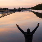 Slater celebrating after seeing the first breaking wave at Surf Ranch in 2011. The engineering feat took ten years