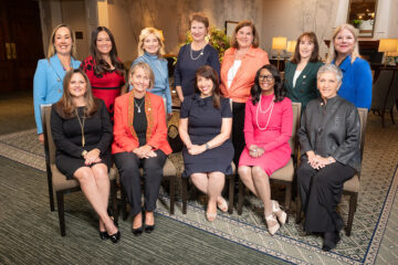 Back row from left: Kristie Bruce Lane, Susan Polizzotto, Janean Stripe, Susan Davey,Linda Spuck, Julie Dubick, and Deanna Mackey. Sitting, front row: Colleen Peterson,Paula Cordeiro, Valerie Attisha, Kim Folsom, and Fabienne Hanks