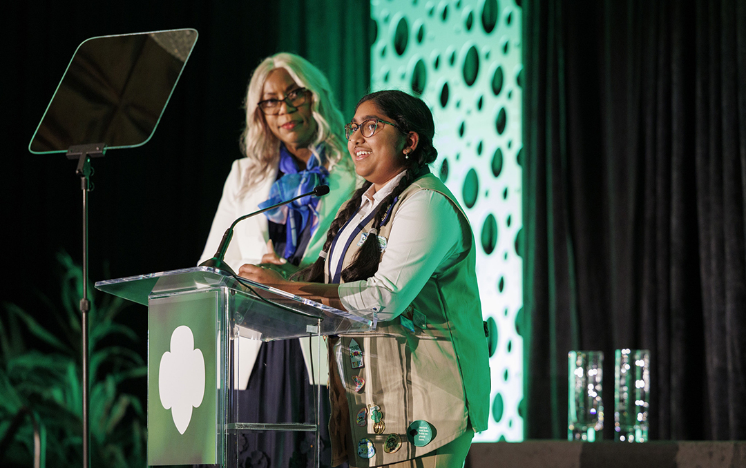 Cool Woman 2024 Pamela Gray Payton with Emerging Leader Girl Scout Nethra Gopalakrishnan