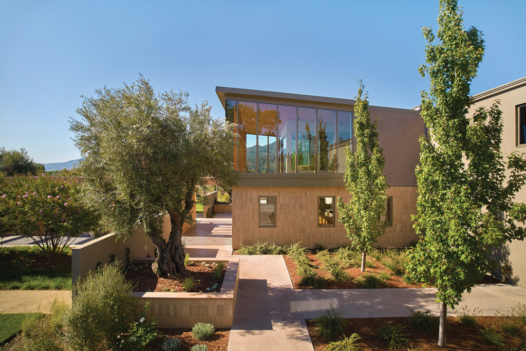 The glass-enclosed Jewel Box tasting room crowns the Bella Union Winery in Napa Valley