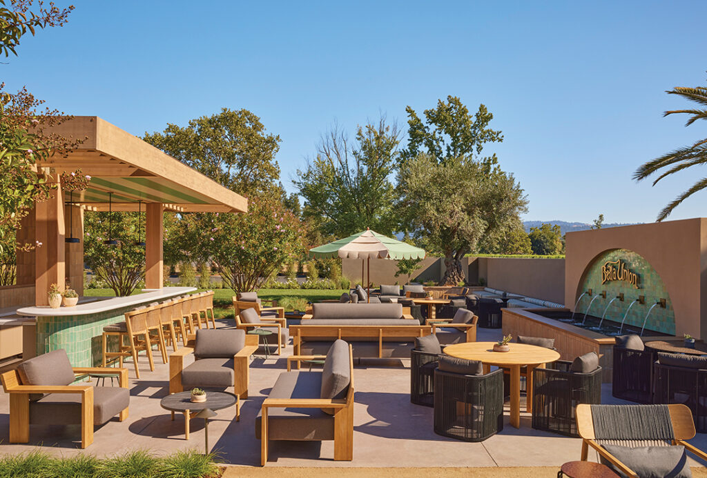 The welcoming Wren Bar is a lovely, and at times lively, outdoor patio surrounded by landscaping, event lawns, a water feature, and multiple tasting areas which can accommodate groups of all sizes