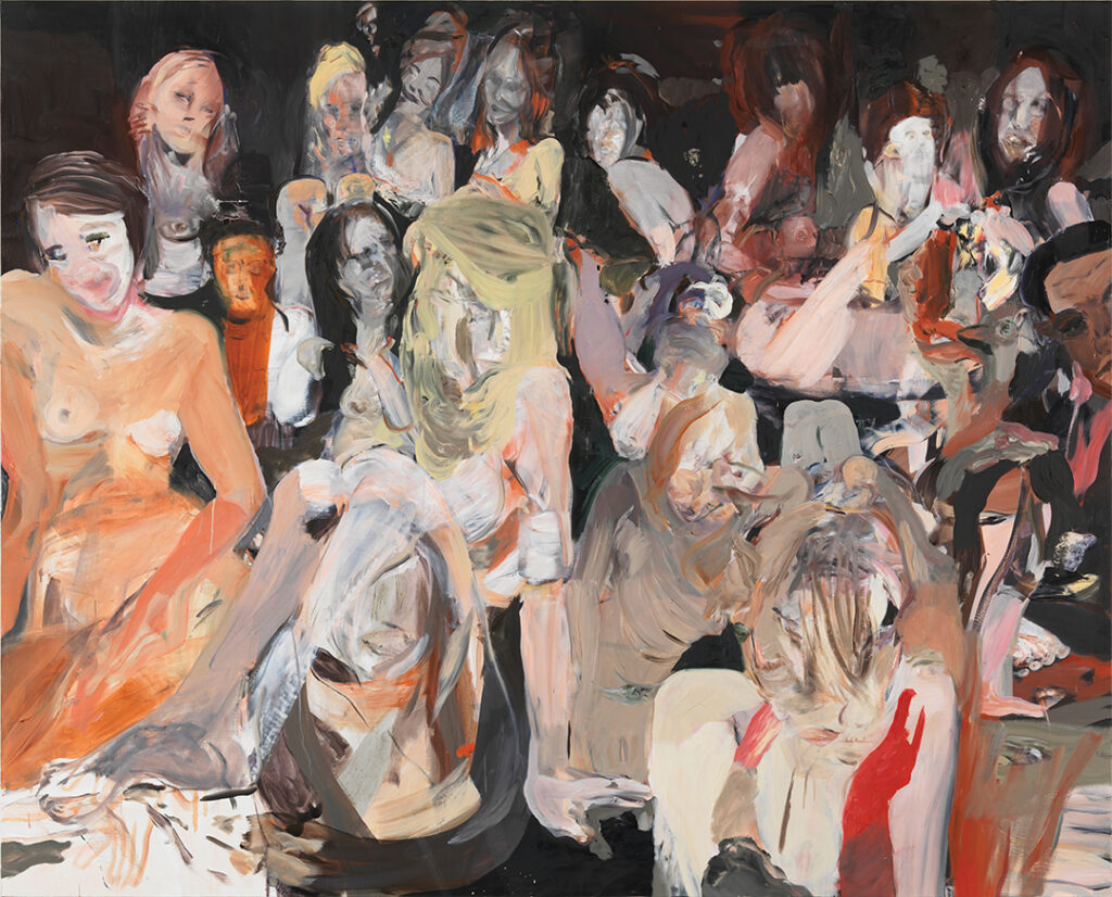 Cecily Brown, All the Nightmares Came Today, 2012, oil on linen, 67 × 83 in. (170.2 × 210.8 cm), Collection of Strauss Family Trust