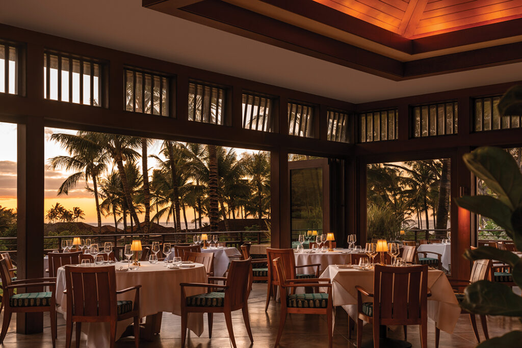 Miller & Lux Hualalai, the steak-and-seafood house from Chef Tyler Florence, offers fine dining overlooking the golf course