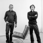 Dr. Hugo Barrera and his son, Paolo Barrera with the Barcelona chair