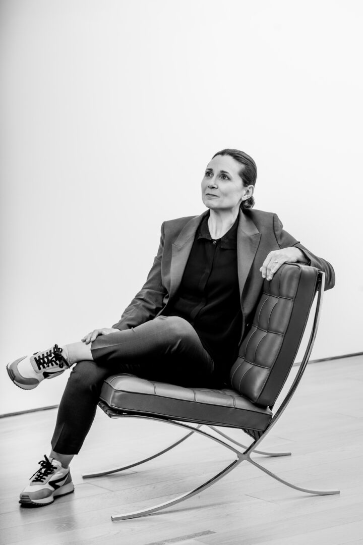 Carrie Kobe, Reform kitchens Regional Director, in the Barcelona chair