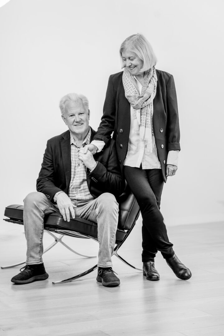 Liz and Brandon Braylock in the Barcelona chair