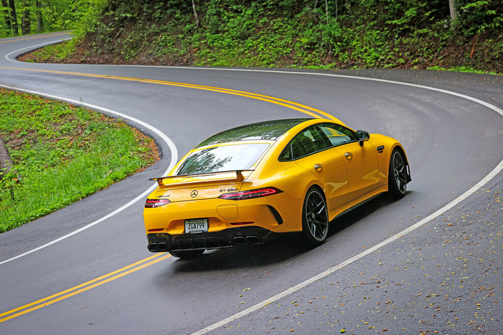 Rear view of the 2025 AMG GT 63 S E Performance