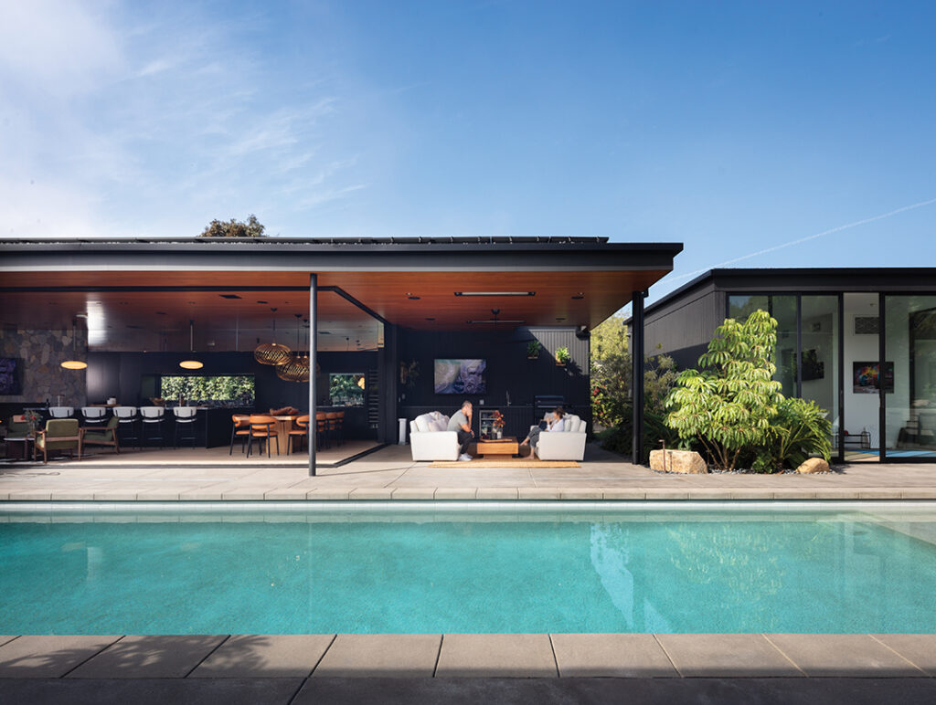 The home’s central artery is separate from the gym