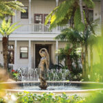 The restored Victorian courtyard celebrates the return of a fountain featuring a bronze reproduction of the “Naiad Queen” statue by the late French Sculptor Charles Cordier. The original statue graced the space until 1912